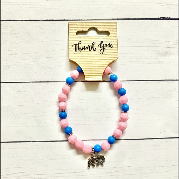 Hot New Girls Pink/Blue Beaded Bracelet with Charm